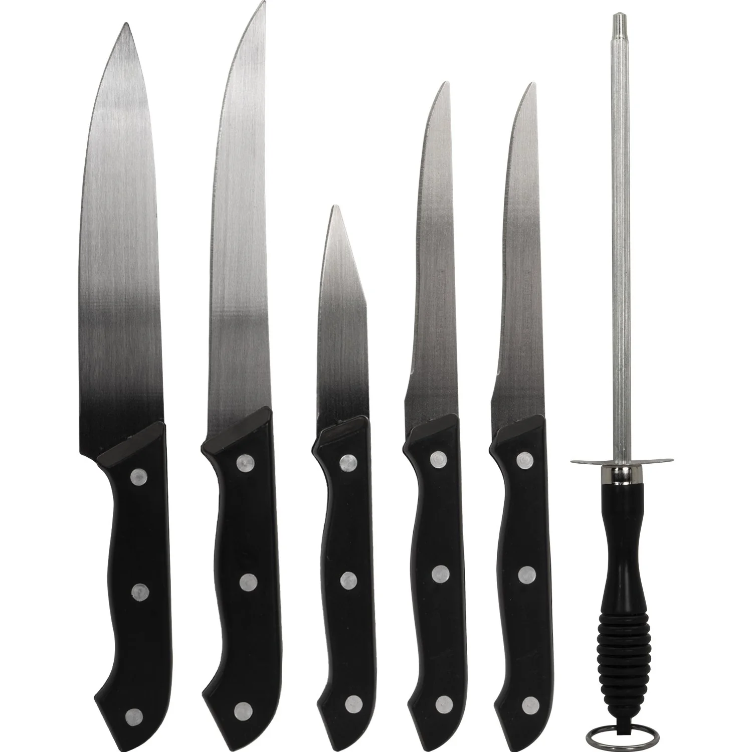 Deco Essentials 5-Piece Knife Set with Cutting Board and Sharpening Steel - Image 4