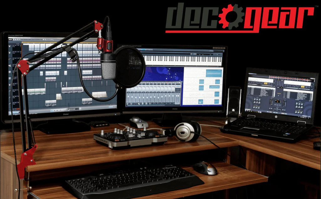 Deco Gear Adjustable Microphone Suspension Boom Scissor Arm Stand with Microphone Clip - Image 3