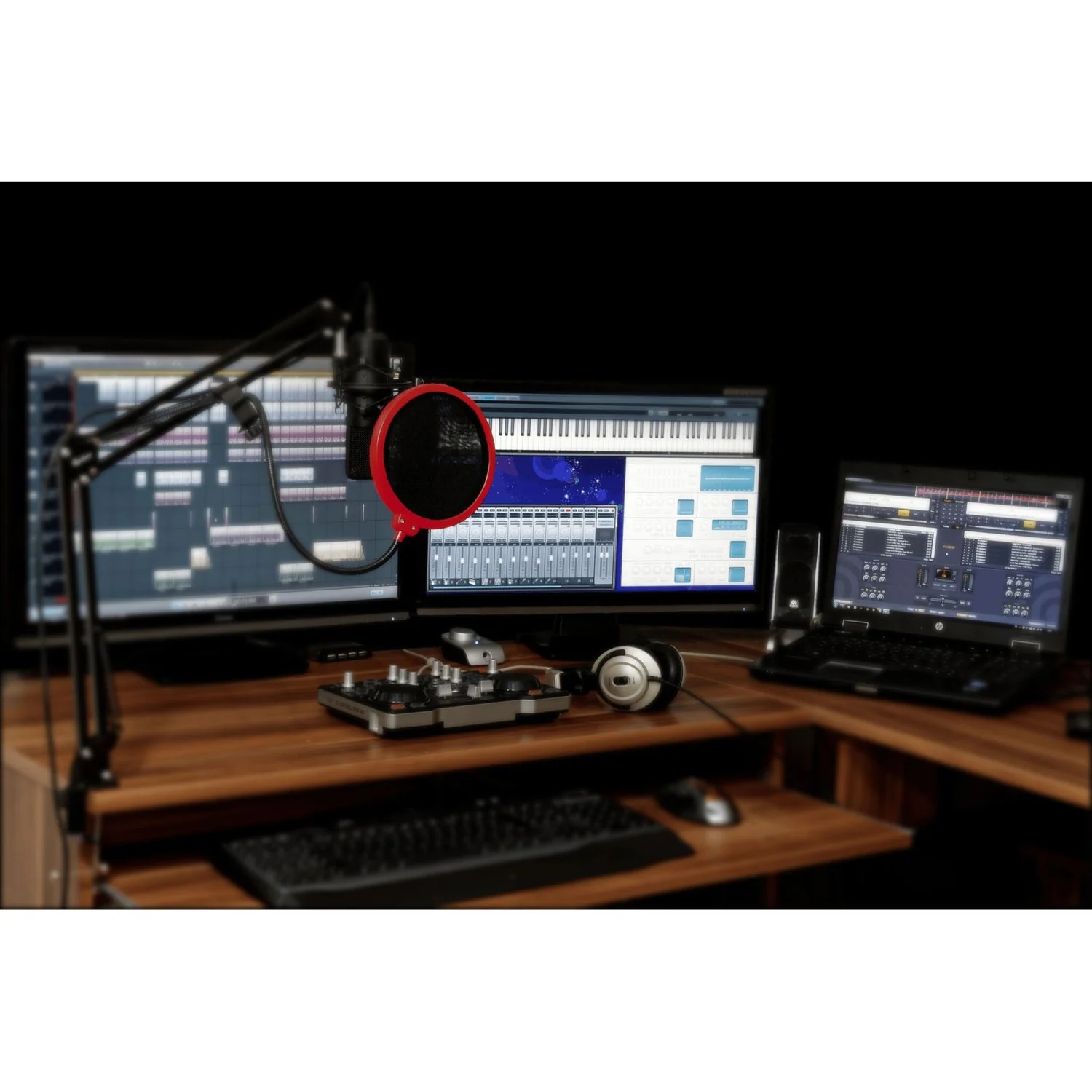 Deco Gear Universal Pop Filter Microphone Wind Screen with Goose Neck Mic Stand Clip - Image 5